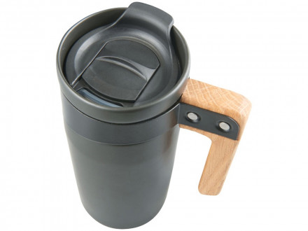 Керамическая кружка с ручкой из дерева Grotto, черный (Р)