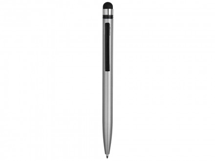 Ручка-стилус пластиковая шариковая Poke, серебристый/черный
