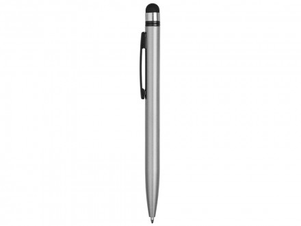 Ручка-стилус пластиковая шариковая Poke, серебристый/черный
