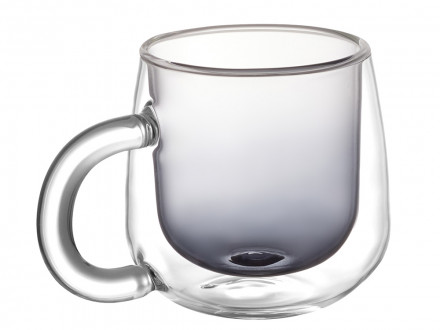 Кружка с двойными стенками с широкой ручкой и градиентным покрытием Fog, черный