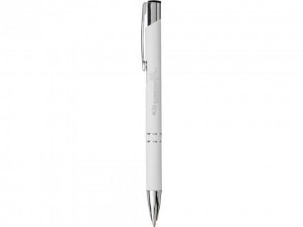 Шариковая кнопочная ручка Moneta с матовым антискользящим покрытием, белый