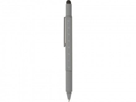 Ручка шариковая металлическая Tool, серый. Встроенный уровень, мини отвертка, стилус