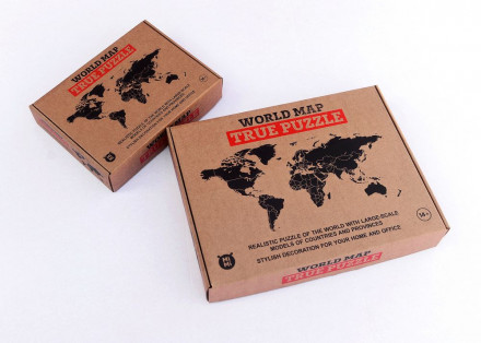 Деревянная карта мира World Map True Puzzle Large, коричневая