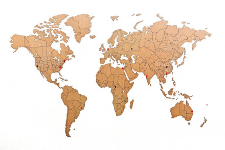 Деревянная карта мира World Map True Puzzle Large, коричневая