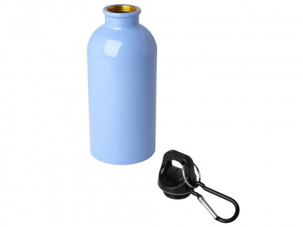 Одностенная бутылка для воды с карабином Oregon, изготовленная из нержавеющей стали, сертифицированной по стандарту RCS, объемом 400 мл - Cloud Blue