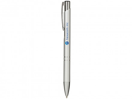 Алюминиевая шариковая кнопочная ручка Moneta, синие чернила, серебристый