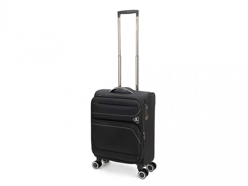 Чемодан TORBER НЕРО, чёрный, переработанный ПЭТ, 40 х 20 х 55 см, 37 л