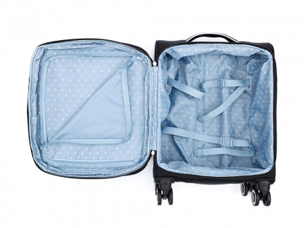 Чемодан TORBER НЕРО, чёрный, переработанный ПЭТ, 40 х 20 х 55 см, 37 л