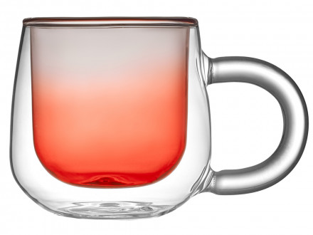 Кружка с двойными стенками с широкой ручкой и градиентным покрытием Fog, красный