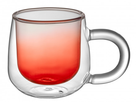 Кружка с двойными стенками с широкой ручкой и градиентным покрытием Fog, красный