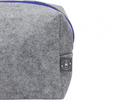 Косметичка из РПЕТ фетра с ручкой Felt, серый с синим