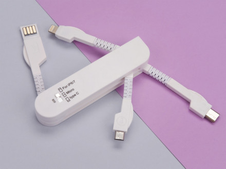 Универсальный переходник Smarty (Micro USB / Lightning / Type C), белый