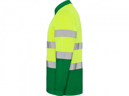 Поло Polaris мужское c длинным рукавом, садовый зеленый/неоновый желтый