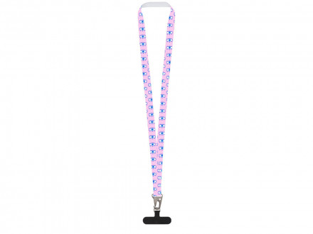 Ланъярд 2,5 см под сублимацию с большим карабином и узким держателем для телефона из ПЭ