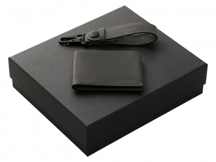 Подарочный набор Long River: кошелек, ремешок для ключей, черная коробка