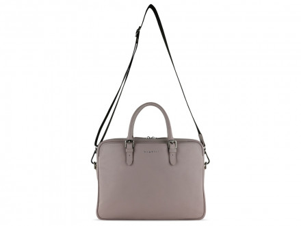 Портфель женский BUGATTI Bella, бежевый, воловья кожа/полиэстер, 38х6,5х27 см