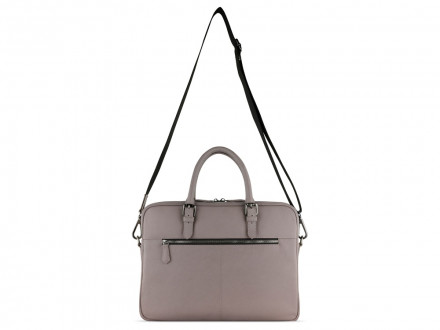 Портфель женский BUGATTI Bella, бежевый, воловья кожа/полиэстер, 38х6,5х27 см