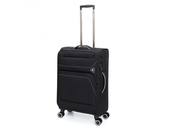 Чемодан TORBER НЕРО, чёрный, переработанный ПЭТ, 44 х 25 х 67 см, 63 л