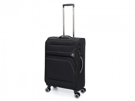 Чемодан TORBER НЕРО, чёрный, переработанный ПЭТ, 44 х 25 х 67 см, 63 л