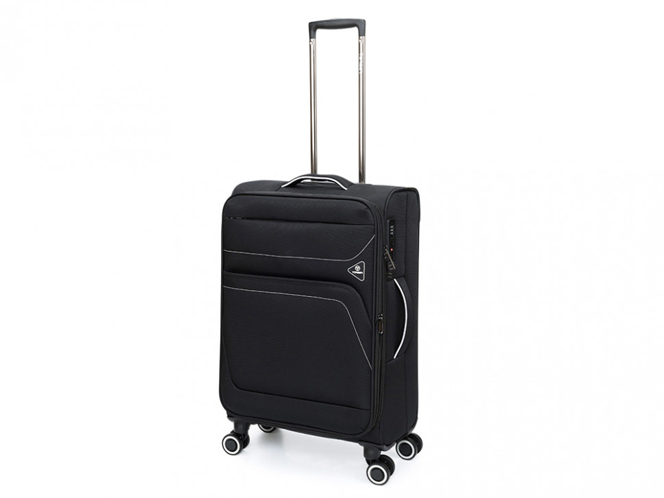 Чемодан TORBER НЕРО, чёрный, переработанный ПЭТ, 44 х 25 х 67 см, 63 л