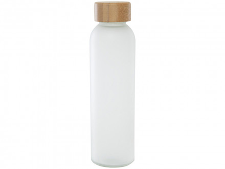Lume бутылка из матового содово-известкового стекла объемом 500 мл с бамбуковой крышкой - Белый