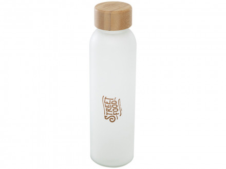 Lume бутылка из матового содово-известкового стекла объемом 500 мл с бамбуковой крышкой - Белый