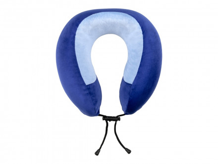 Подушка TORBER, дорожная, с эффектом памяти, синяя, полиэстер+спандекс