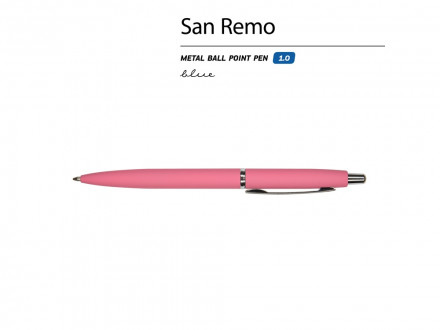 Ручка металлическая шариковая San Remo, софт-тач, 1.0 мм, коралловый