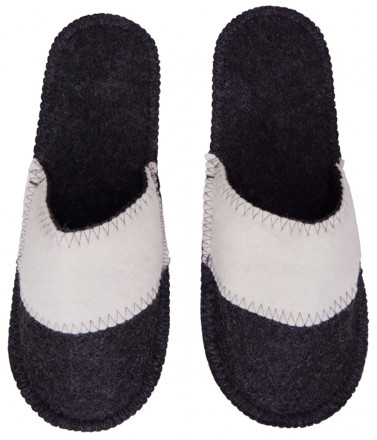 Тапочки белые/серые с отворотом без вышивки