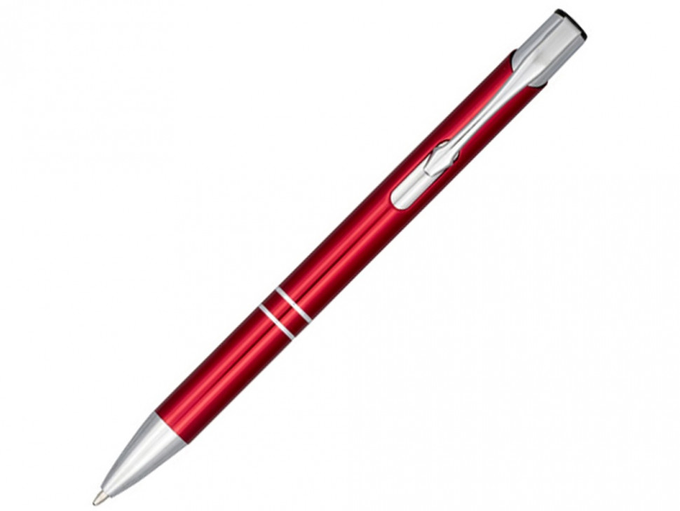 Кнопочная шариковая ручка Moneta из анодированного алюминия, синие чернила, красный