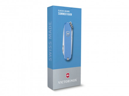 Нож-брелок VICTORINOX Classic SD Colors Summer Rain, 58 мм, 7 функций, голубой