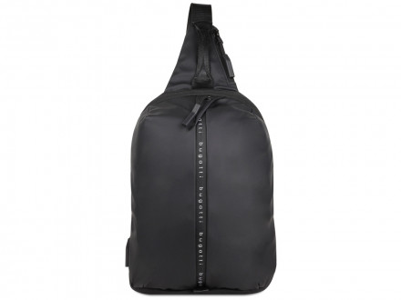 Рюкзак с одним плечевым ремнем BUGATTI Blanc, чёрный, тарпаулин/полиэстер, 18х9х30 см