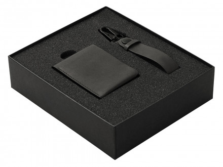 Подарочный набор Long River: кошелек, ремешок для ключей (без лого Long River), черная коробка