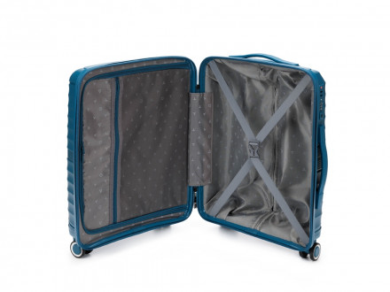 Чемодан TORBER Nevo, синий, полипропилен, 40 х 25 х 55 см, 32 л