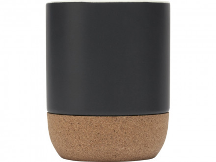 Billie керамическая кружка объемом 300 мл с пробковыми деталями и матовой отделкой, сплошной черный