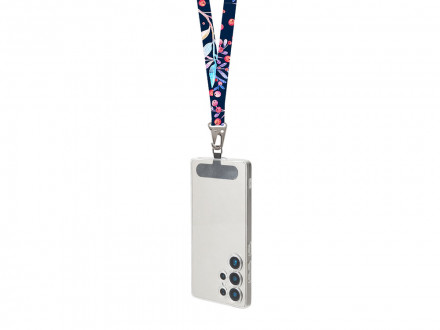 Ланъярд 2,5 см под сублимацию с большим карабином, замком обрыва и узким держателем для телефона из ПЭ