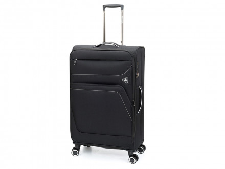 Чемодан TORBER НЕРО, чёрный, переработанный ПЭТ, 48 х 28 х 79 см, 90 л