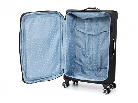 Чемодан TORBER НЕРО, чёрный, переработанный ПЭТ, 48 х 28 х 79 см, 90 л