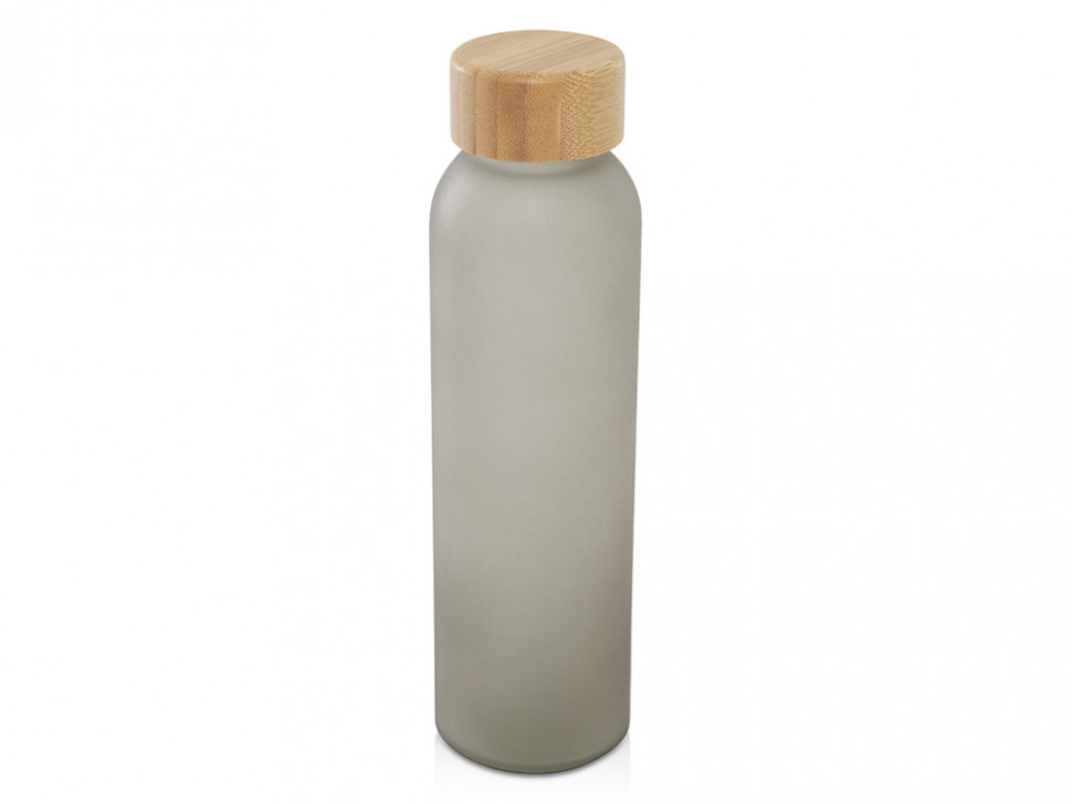 Lume бутылка из матового содово-известкового стекла объемом 500 мл с бамбуковой крышкой - Серый