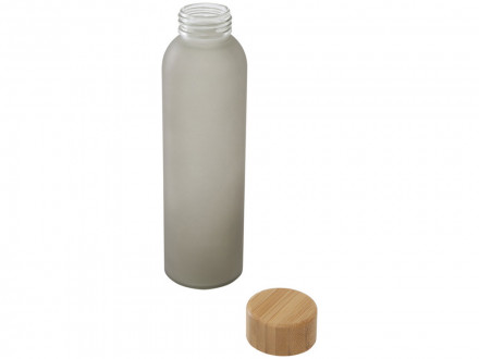 Lume бутылка из матового содово-известкового стекла объемом 500 мл с бамбуковой крышкой - Серый