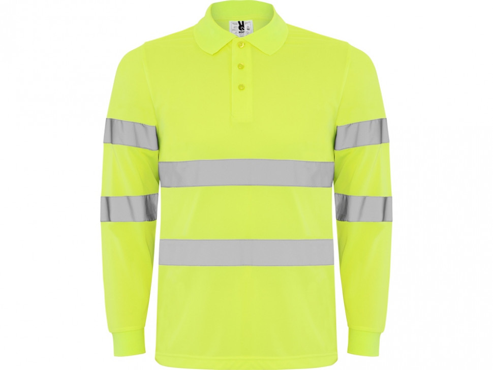 Поло Polaris мужское c длинным рукавом, неоновый желтый