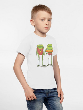 Футболка детская «Лягушата на пляже», белая