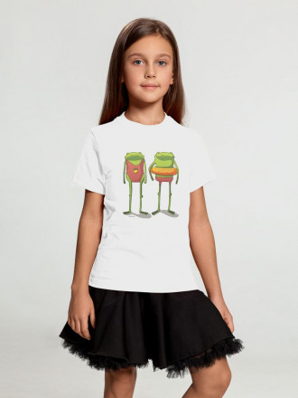 Футболка детская «Лягушата на пляже», белая