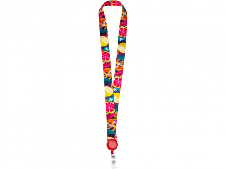 Ланъярд 2,5 см с ретрактором, красный