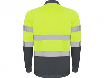 Поло Polaris мужское c длинным рукавом, свинцовый/неоновый желтый