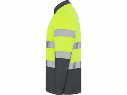 Поло Polaris мужское c длинным рукавом, свинцовый/неоновый желтый