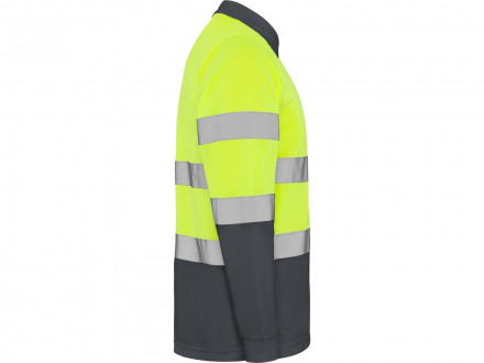 Поло Polaris мужское c длинным рукавом, свинцовый/неоновый желтый