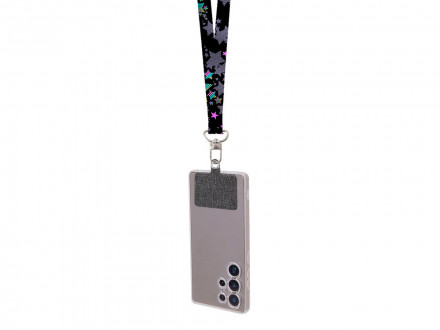 Ланъярд 2,5 см под сублимацию с трендовым карабином, замком обрыва и большим держателем для телефона из ПЭ