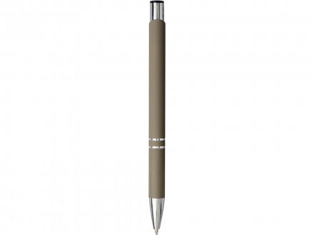 Шариковая кнопочная ручка Moneta с матовым антискользящим покрытием, темно-серый