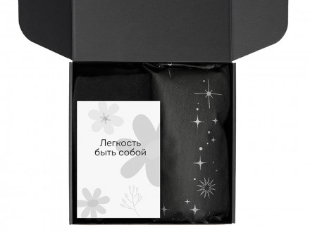 Подарочный набор Re:f. Walk с палантином, шоппером и термосом, черный